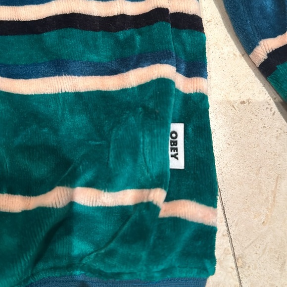 Obey Velour Striped Collared Shirt - Picture 5 of 6